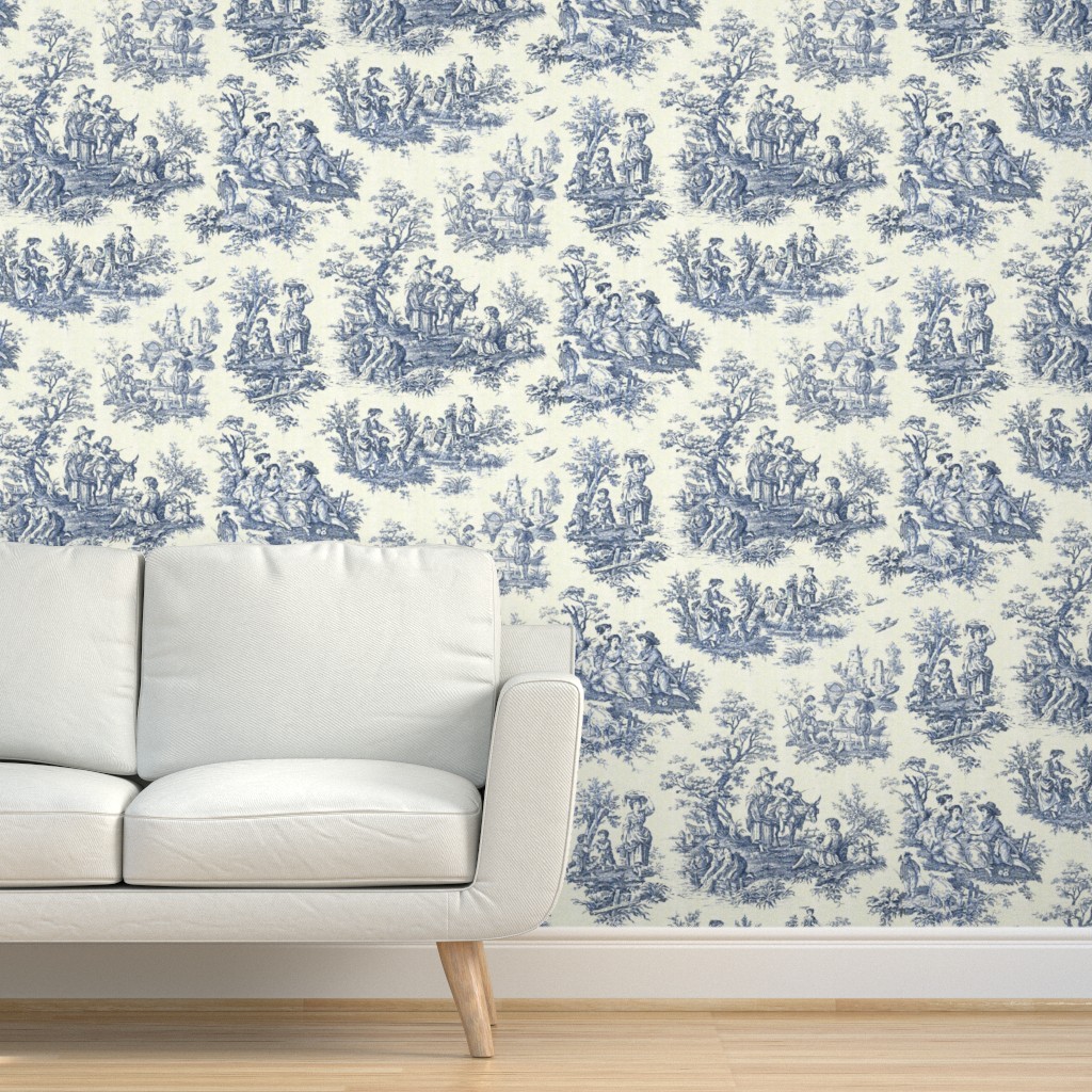 Peel-and-Stick Removable Wallpaper Toile Toile De Jouy Winter 