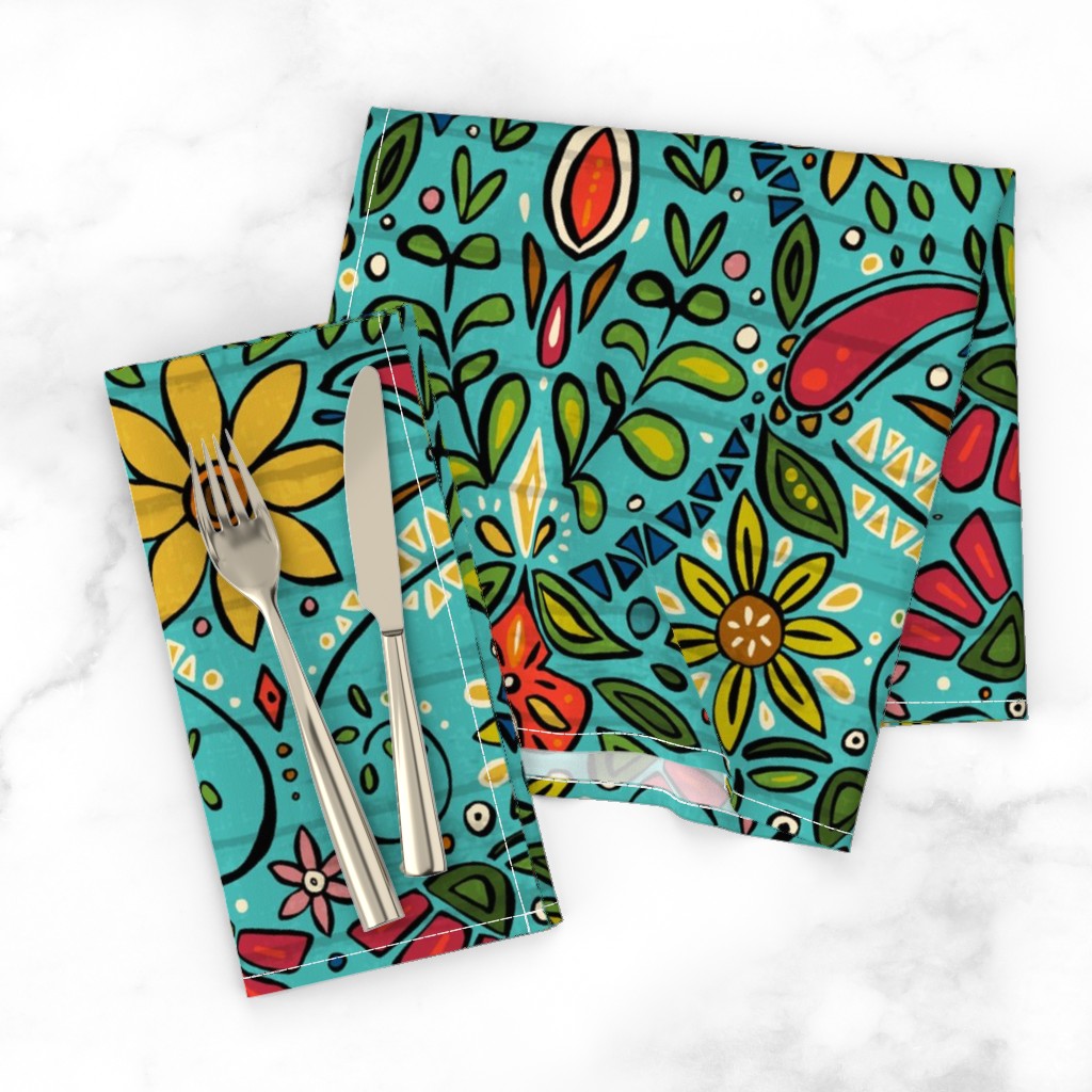 Bold Moroccan Floral Flowers Cotton Dinner Napkins by Roostery Set of 2 