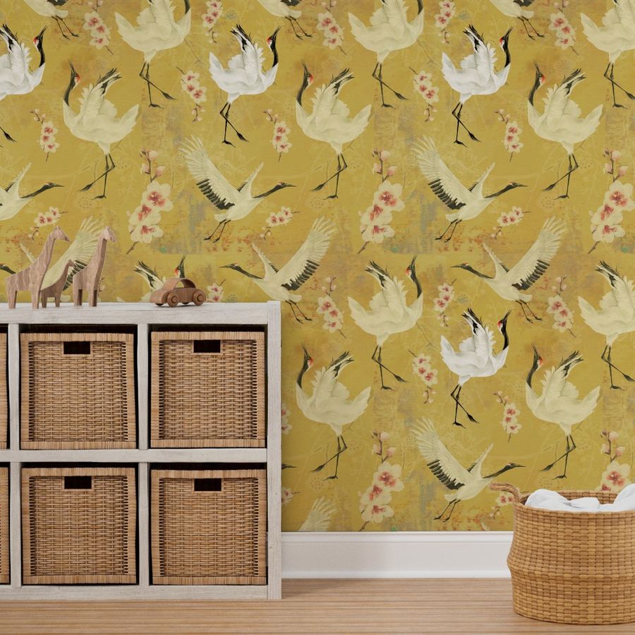 Cranes Wallpaper Spoonflower