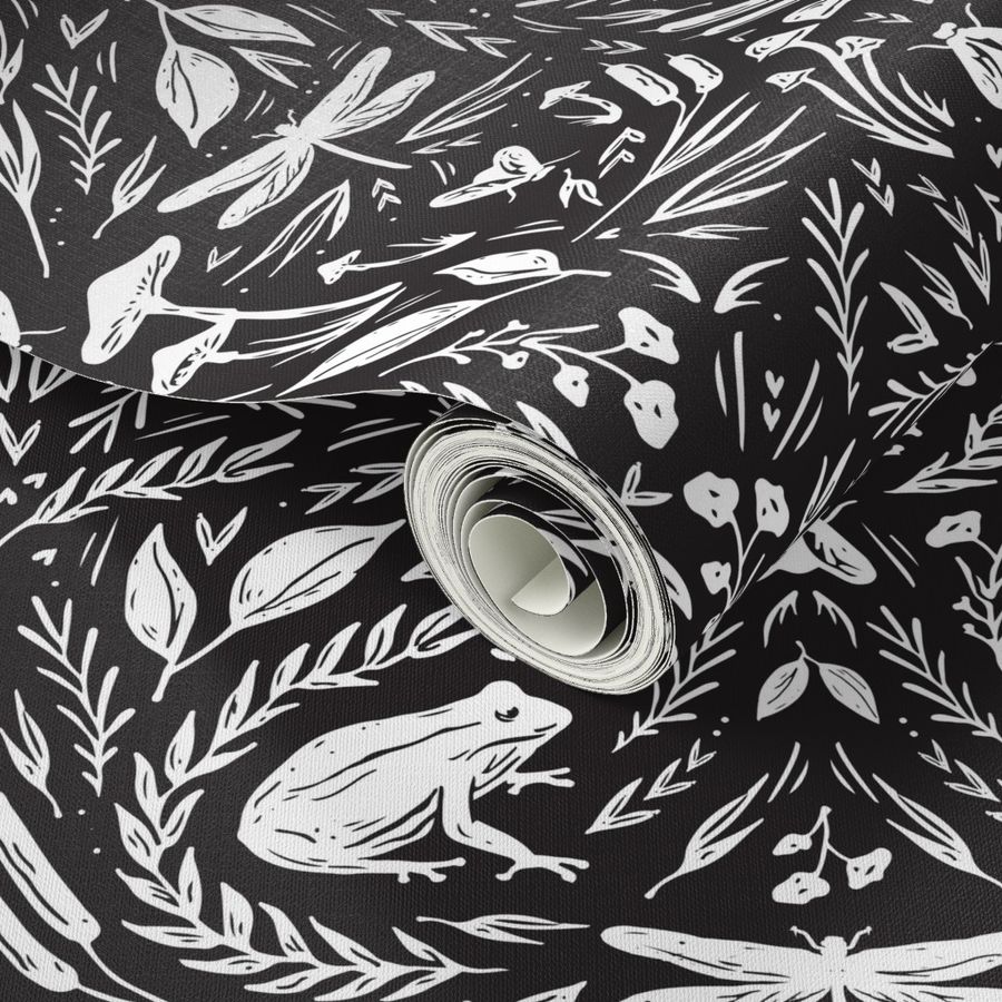 Scandi Amphibians In Black White For Wallpaper Spoonflower