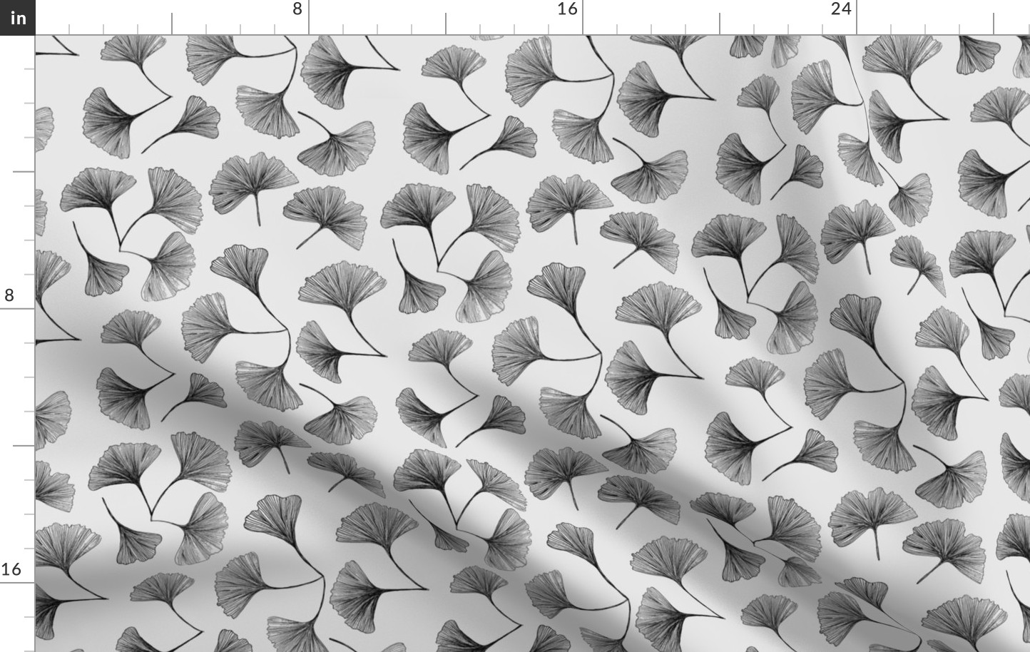 Ginkgo Biloba Drawing Black Fabric Fabric Spoonflower