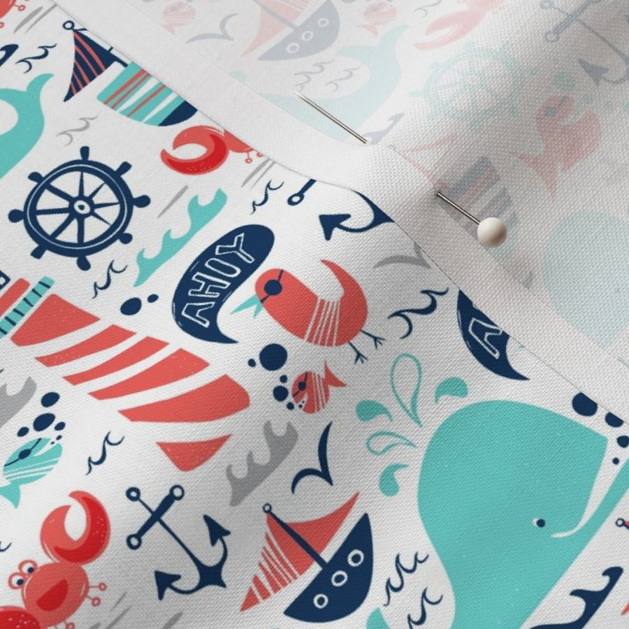 Ahoy Matey Summer Nautical Smaller Fabric Spoonflower