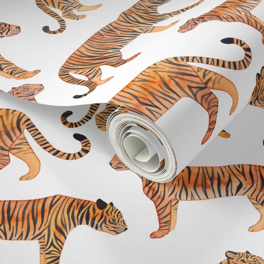 Watercolour Tigers Wallpaper Spoonflower