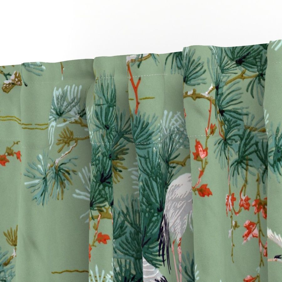 Chinoiserie Cranes Original Curtain Panel Spoonflower