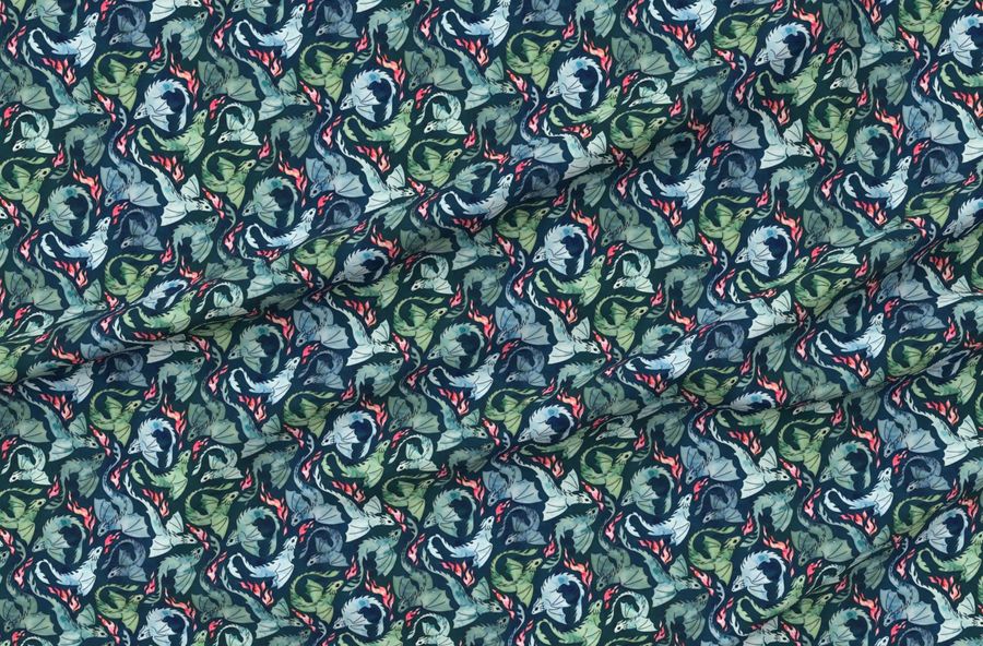 Dragon Fire Dark Blue & Green Small
