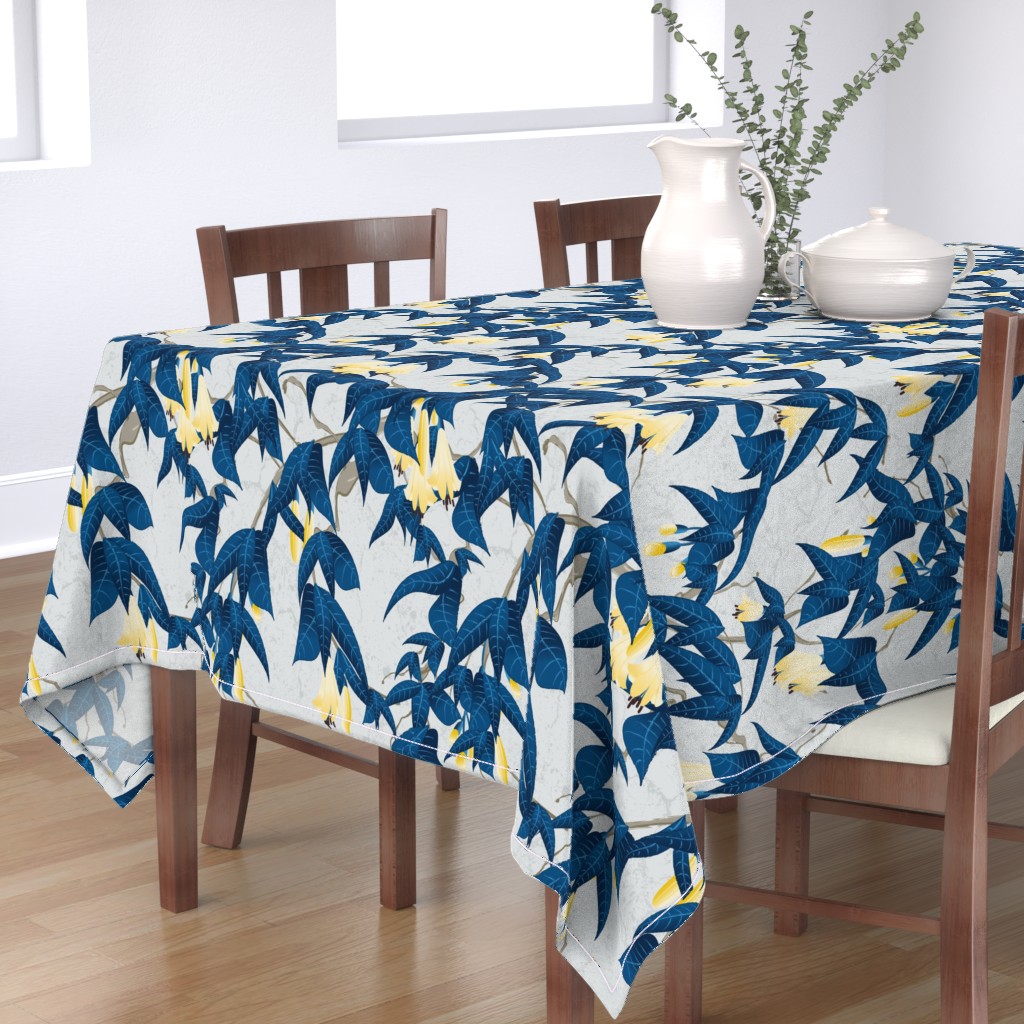 Tablecloth Vines Floral Blue And Cream Gardens Cream Flowers Cotton ...