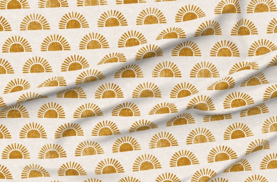 Sunshine - Block Print Boho Sun Print - Golden - Lad20