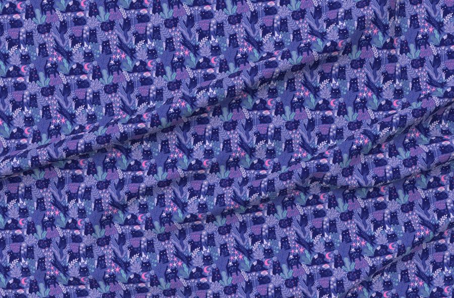 Purple Forest Cute Cats Fairy Girl Elves