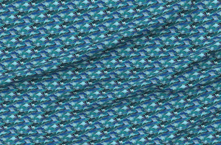 Patchwork Manta Rays In Sapphire And Turquoise Blue - Small