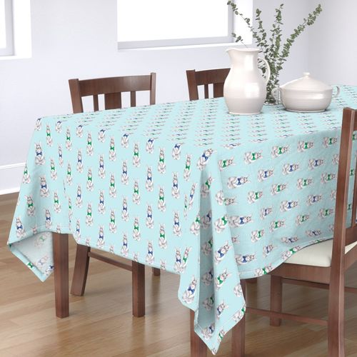 Spoonflower Cotton Sateen Tablecloth, 70" Square - Bunny Bow Tie Solid Ice Spring Easter Boy Gray Custom Table Linens by Spoonflower
