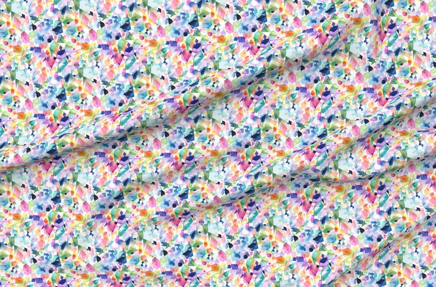Colorful Geometric Crystals Watercolor Rainbow Small Maximalism