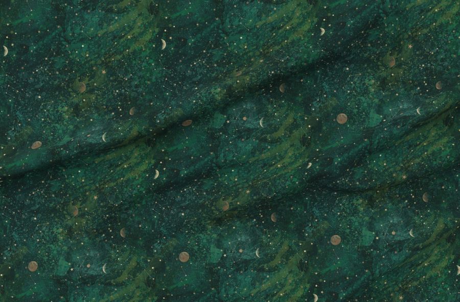 Dark Green Moon & Stars Bohemian Version