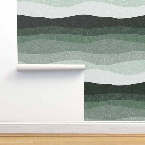 Stitched Waves - Textured Green Ombre - Large Scale by Writtenbykristen