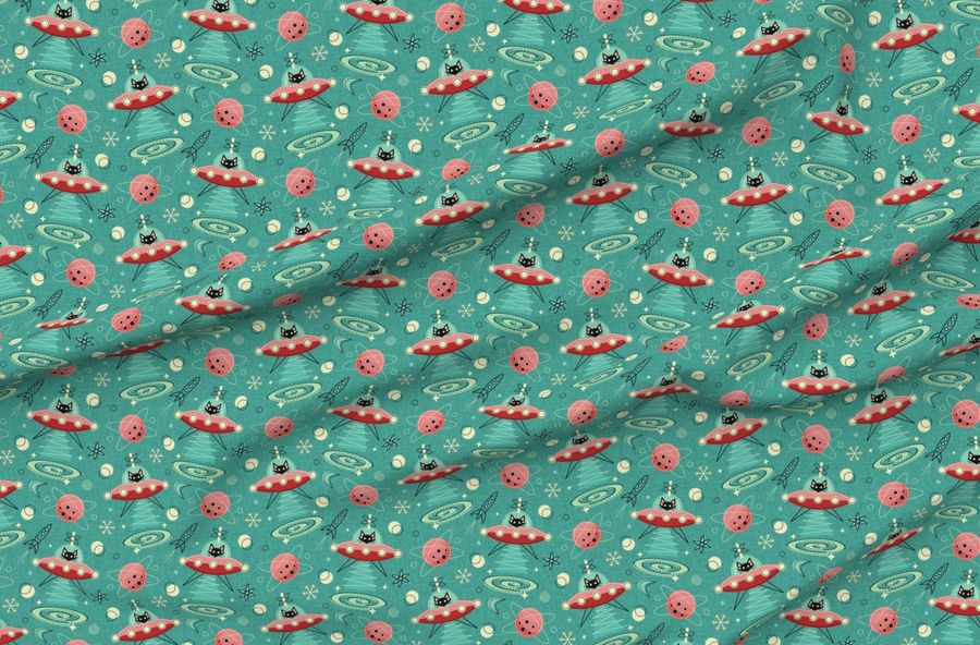 My Kitty Drives A Ufo - Pink/Red/Aquamarine Studioxtine
