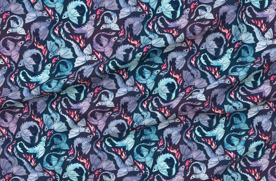 Dragon Fire Dark Turquoise & Purple