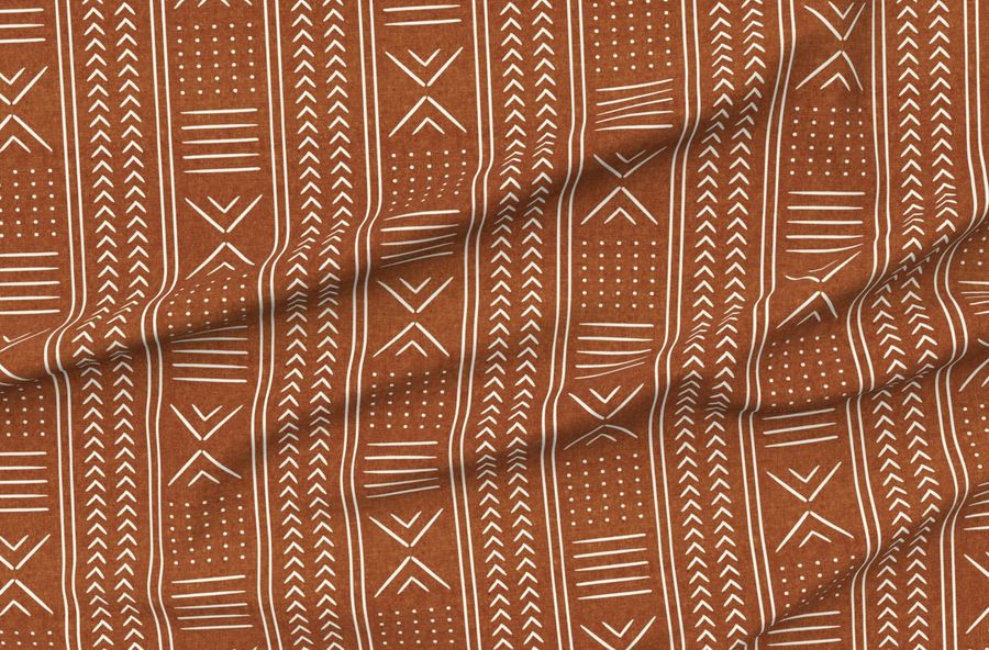 Burnt Orange Mud Arrow Cross Dot Mud Tribal C21