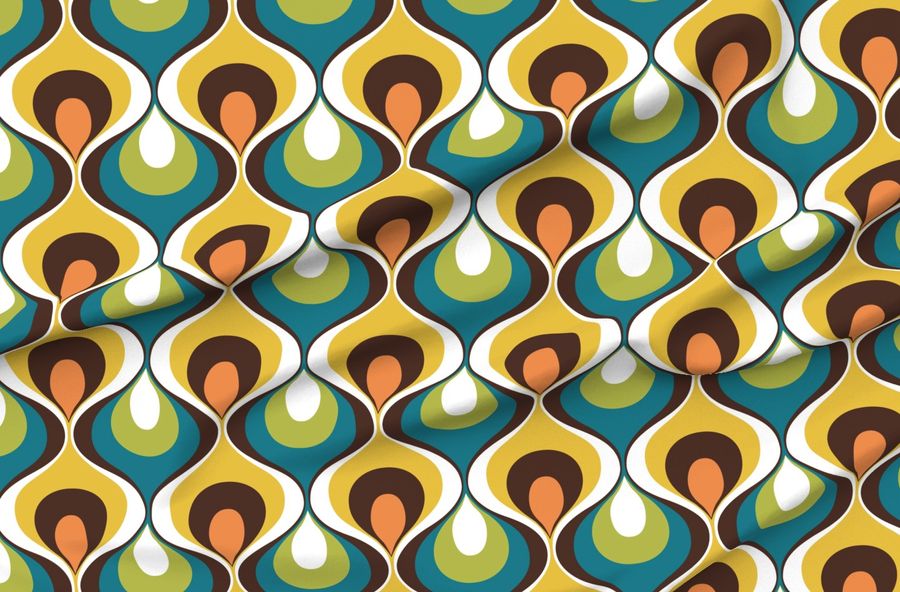 Retro Mood Mustard Teal Orange Green Brown Blue Yellow