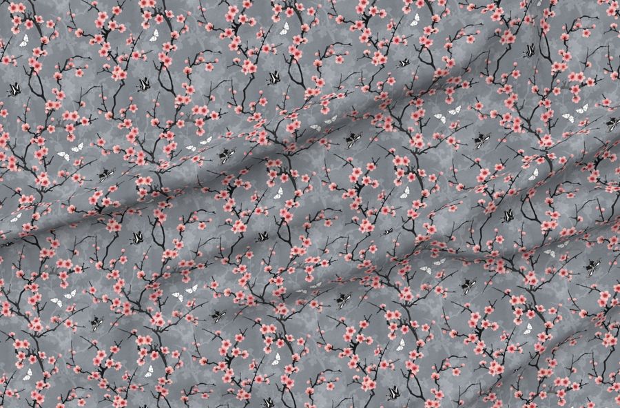 Cherry Blossom Pink On Grey