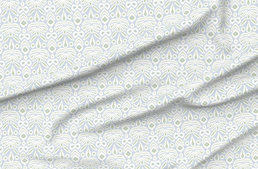 Soft Blue And Green Ikat