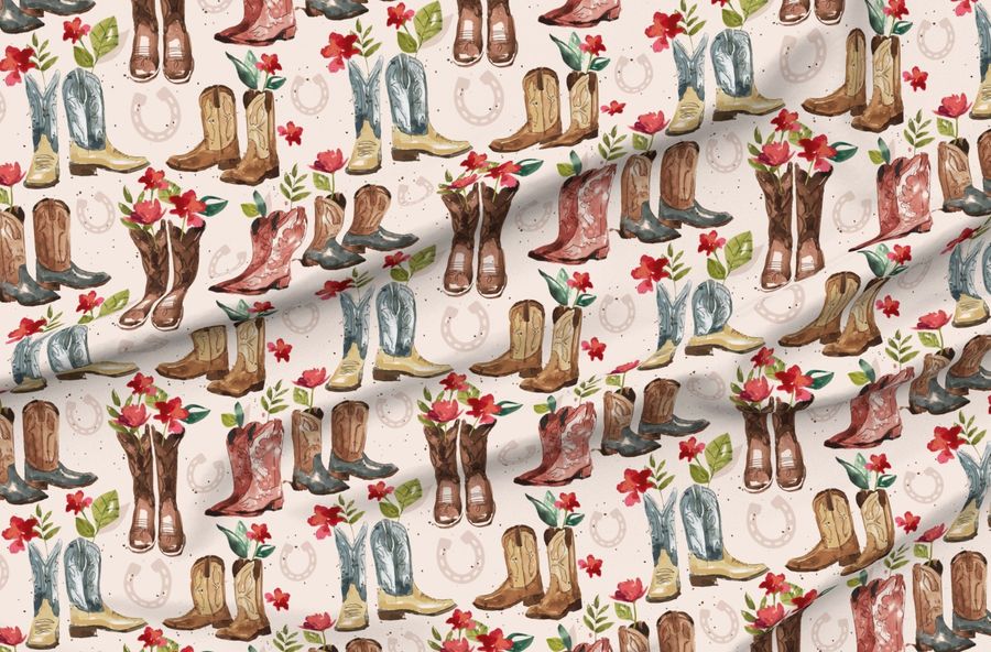 Western Boots On Pink - Large