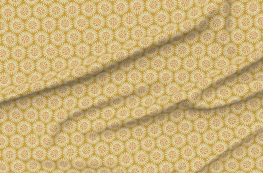 Vintage Retro Daisy Mustard Cotton Candy By Pippa Shaw