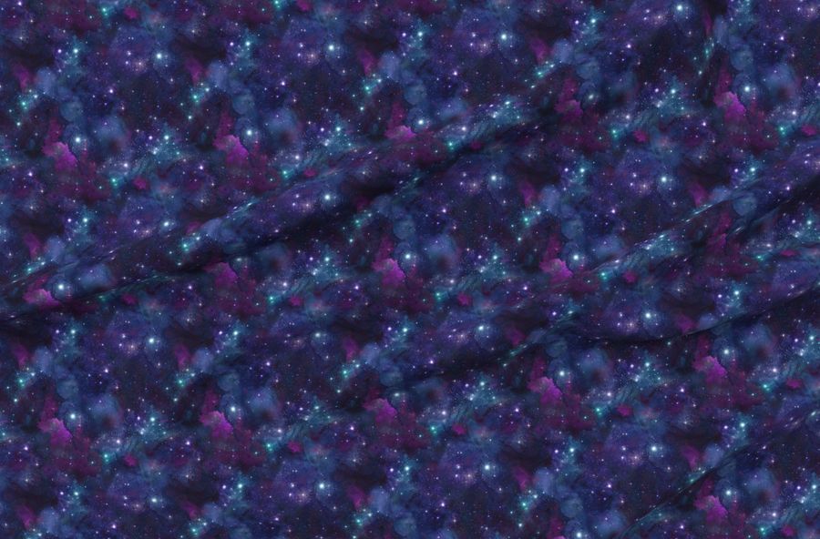 Smaller Scale Starry Celestial Galaxy Skies Blue Purple Aqua
