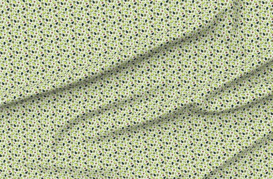 Small Scale Green Avocados Pits And Slices With Playful Polkadots On Ivory