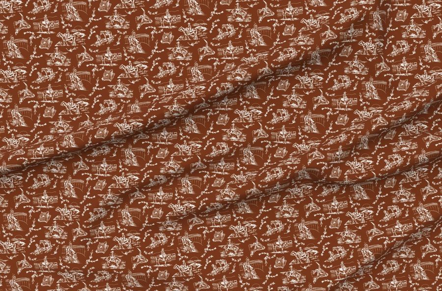 Cowgirl'S Western Toile In Rust Cowboy Toile Cowgirl Toile Country