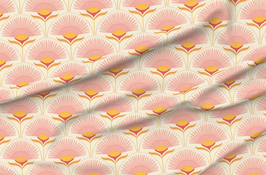 Large - Aara Palm Floral - Natural/Pink