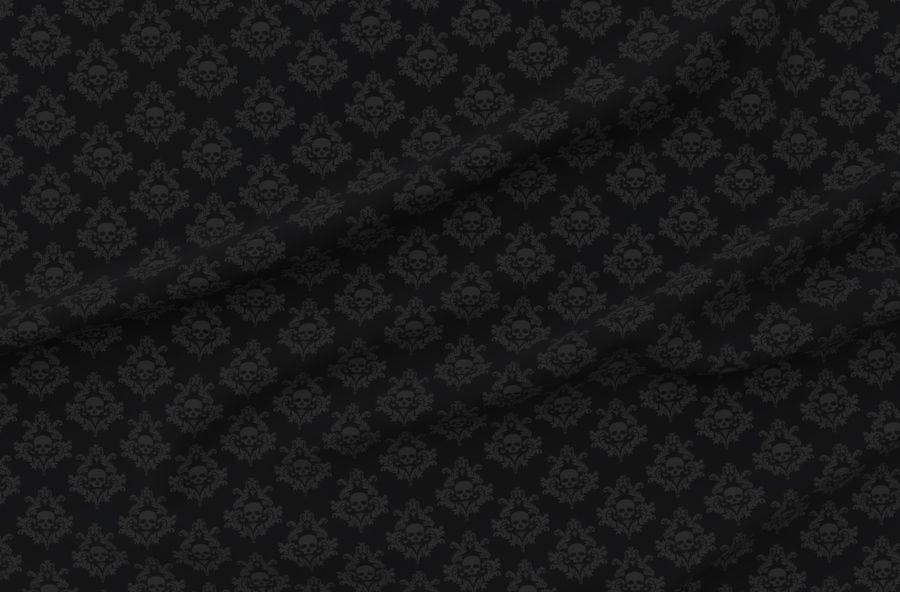 Charcoal Grey Damask On Black