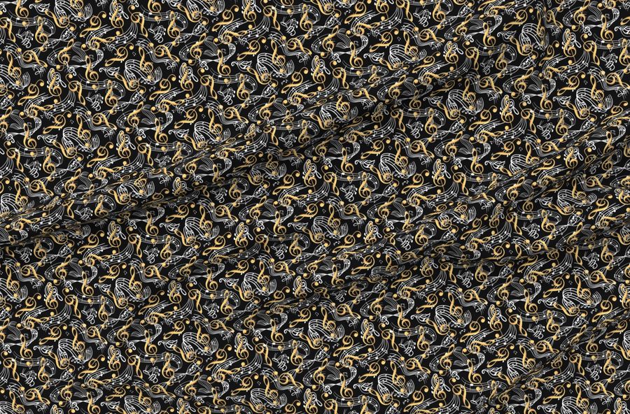 Music Notes Treble Clef Black And Gold