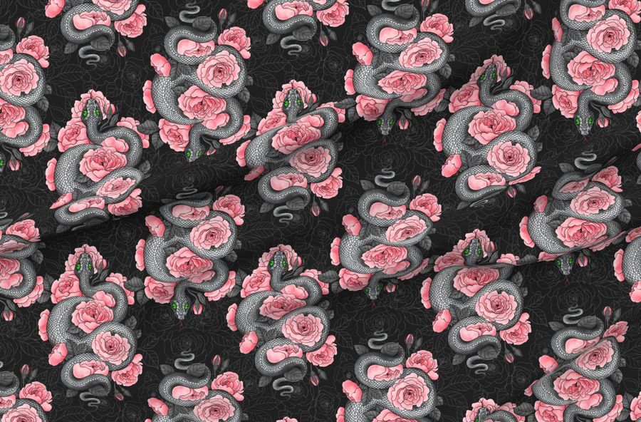 Snakes And Peach Roses Normal Size