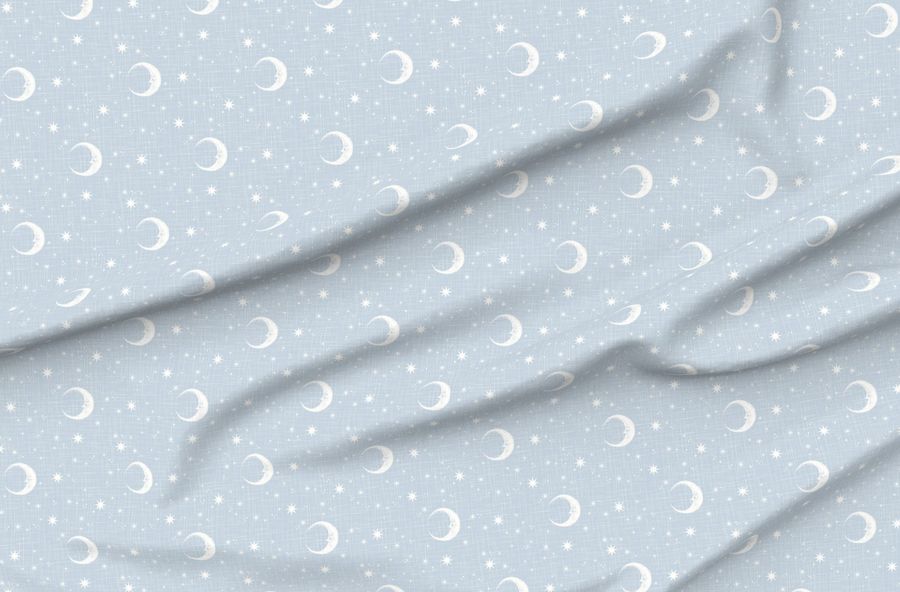 Moon And Star Linen On Baby Blue Light Blue Newborn Boy