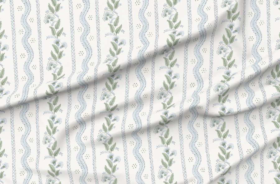 Emma Stripe Quiet Blue And Greens On Cream Copy
