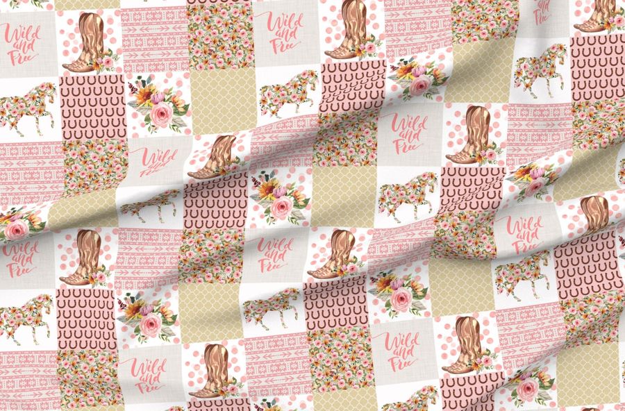 Blush Pink Floral Horse Quilt