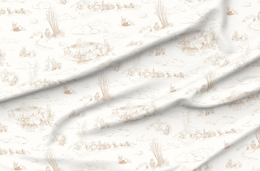 Winnie-The-Pooh Toile In Honey Vintage Nursery Wallpaper Neutral Nursery