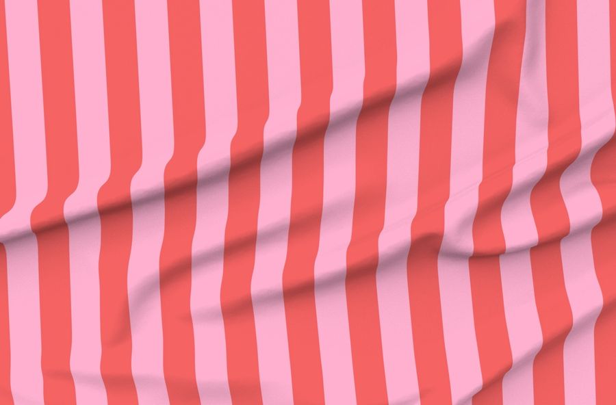 3 Inch Wide Cabana Stripes - Coral And Pink