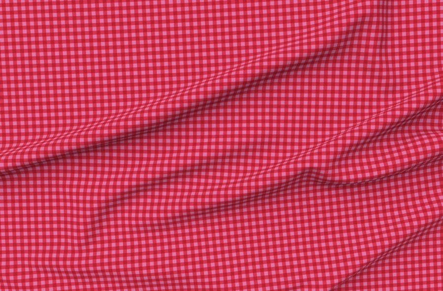 Valentines Day Gingham - Hot Pink And Red - Small Lovecore Bright Color