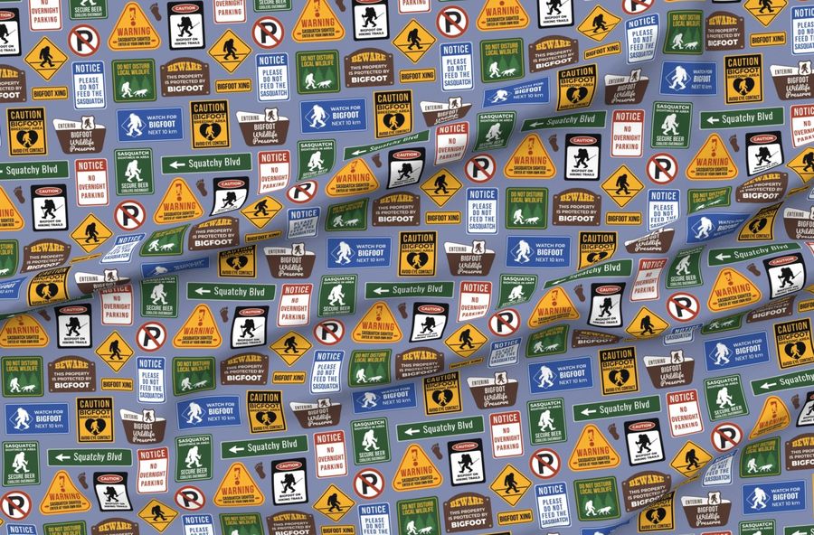 Bigfoot Crossing Sign Collection Blue