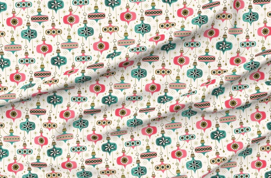 Vintage Christmas Ornaments - Pink/Aquamarine