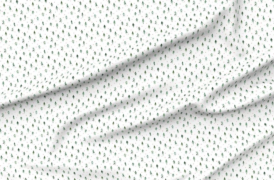 Scandi Xmas Watercolor Christmas Trees With Polka Dots Winter Minimal