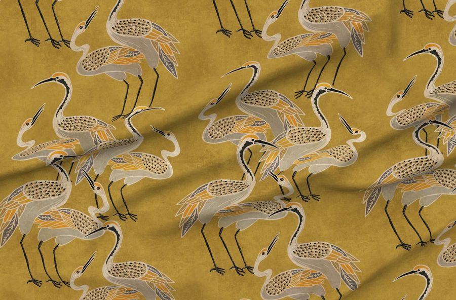 Deco Cranes Spicy Mustard 24 Inch X 35.56 Inch Repeat