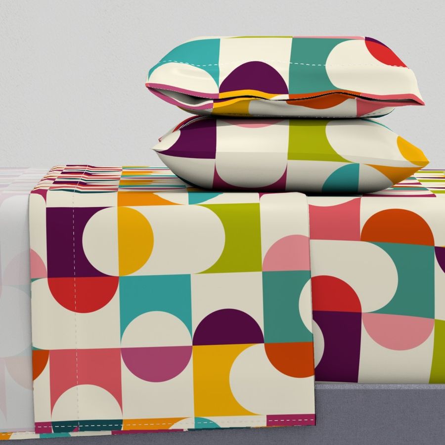 Spoonflower Palm Springs Modern Geometric Pattern Full Sheet Set