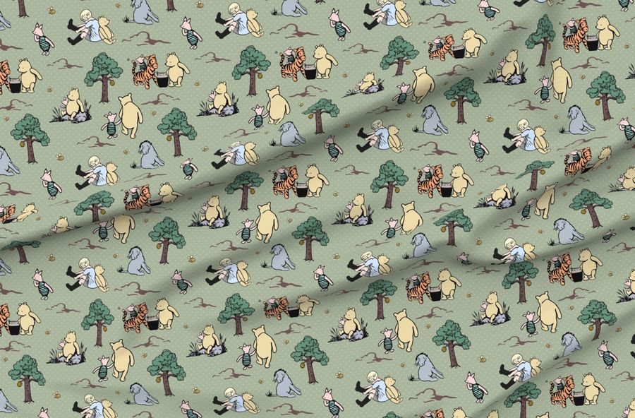 Bigger Scale Classic Pooh Story Sketches On Sage Green