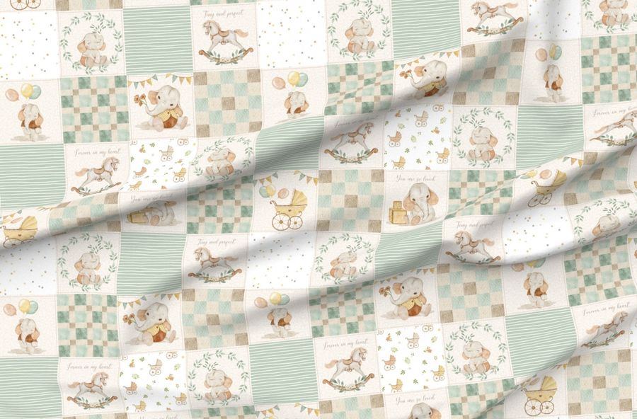 Gender Neutral Baby Quilt Neutral Baby Nursery Baby Elephants Baby Animals