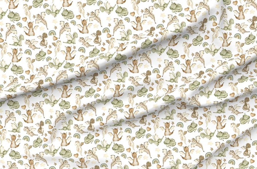 Beige Green Dragon Toss Small