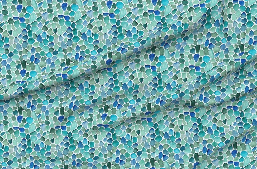 Ocean Vibe Seaglass Watercolor Pattern In Shades Of Blue And Turquoise