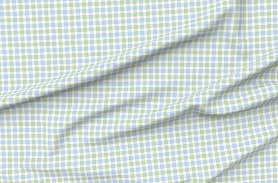 Preppy Gender Neutral Muted Light Blue & Green Plaid Baby Girl/Boy Nursery