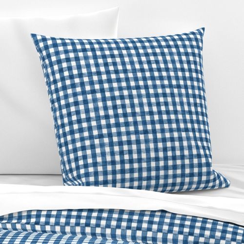 French Country Blue Watercolor Gingham - Small Scale - Cobalt or Navy Blue Checkers Buffalo Plaid Checkers