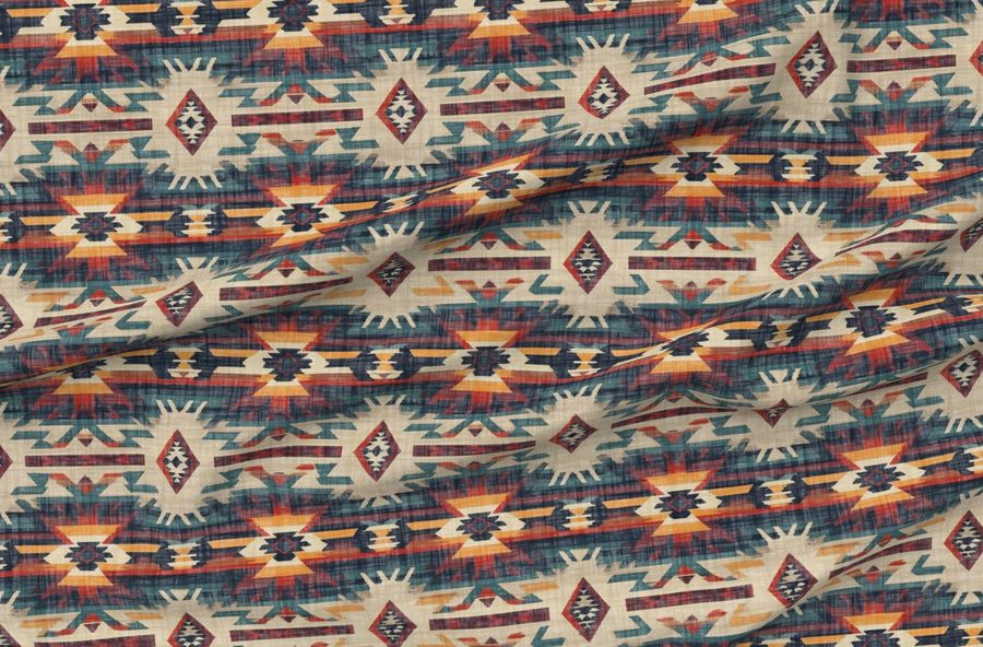 Southwest Woven Geometric Distressed Blanket  Rustic Western